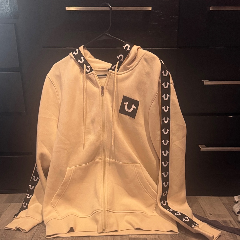 True Religion Tan Hoodie with Logo Accents